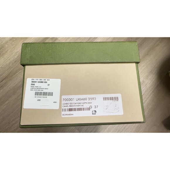 Gucci Monogram Jumbo GG Platform Slide Sandals Camel Ebony Size37 - Picture 10 of 13